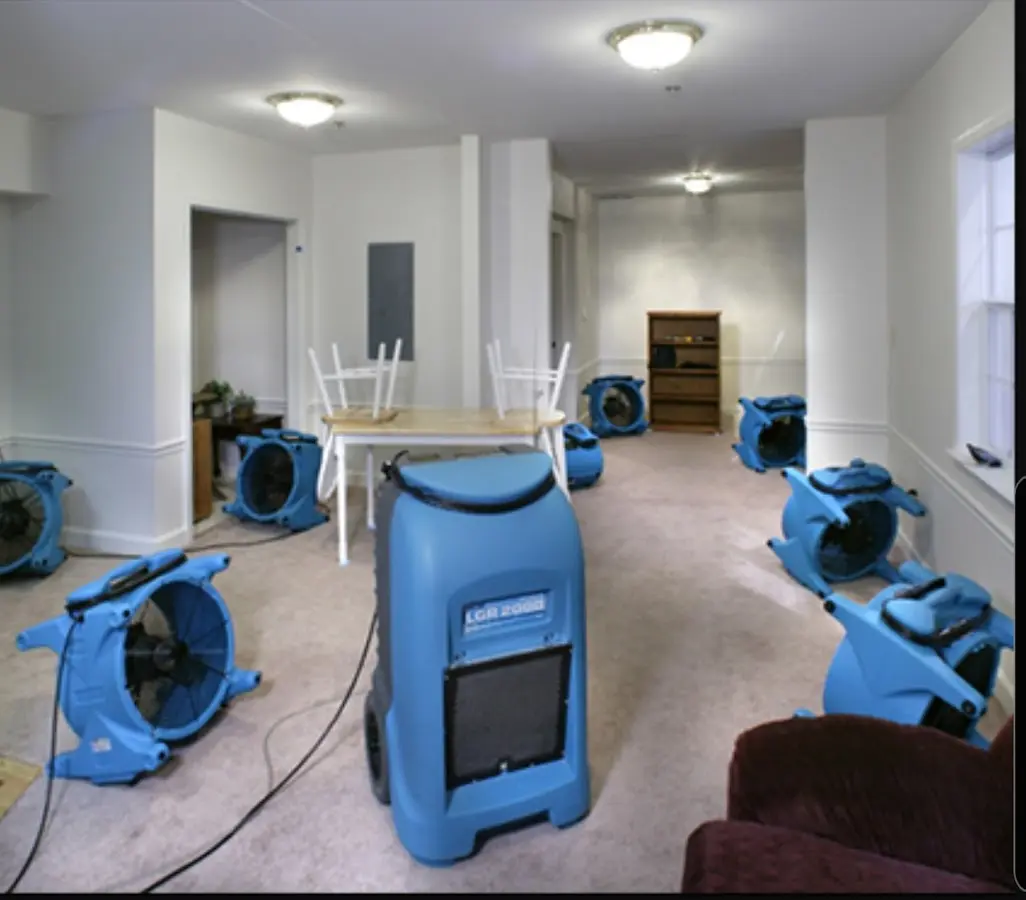 Air movers and dehumidifier setup for Water Extraction & Removal in Jaffrey